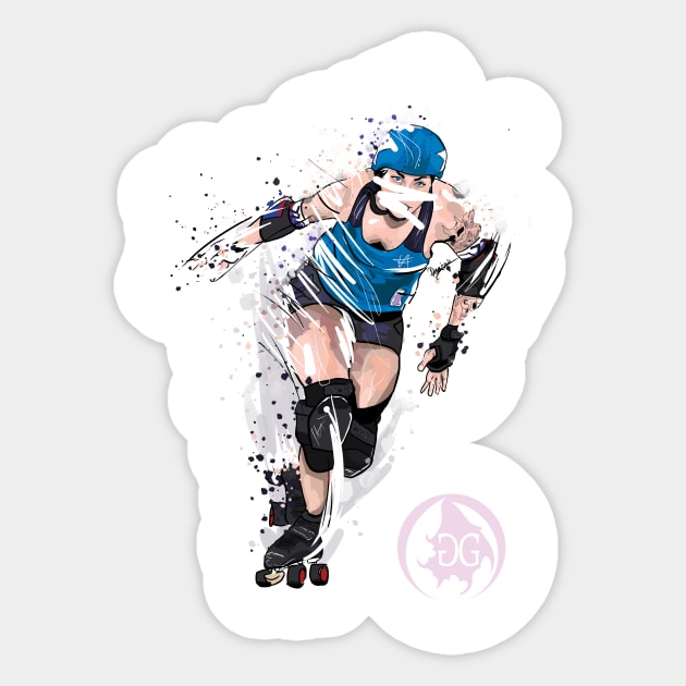 Roller Derby Girl Sports Illustration Sticker by GeorgiaGoddard